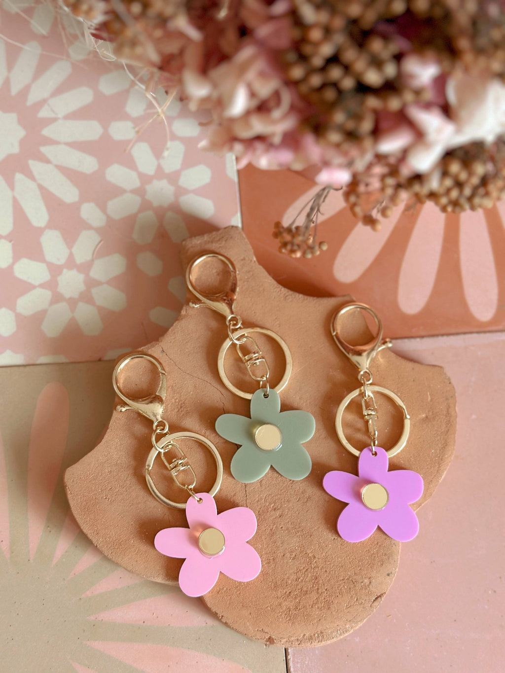Foxie Collective - Flower Keyring | Lilac + Gold