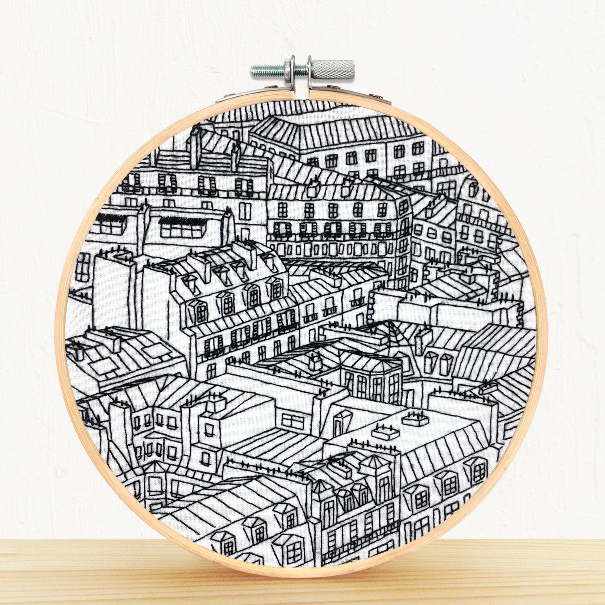 Embroidery and Sage - Rooftops of Paris, France - full embroidery kit