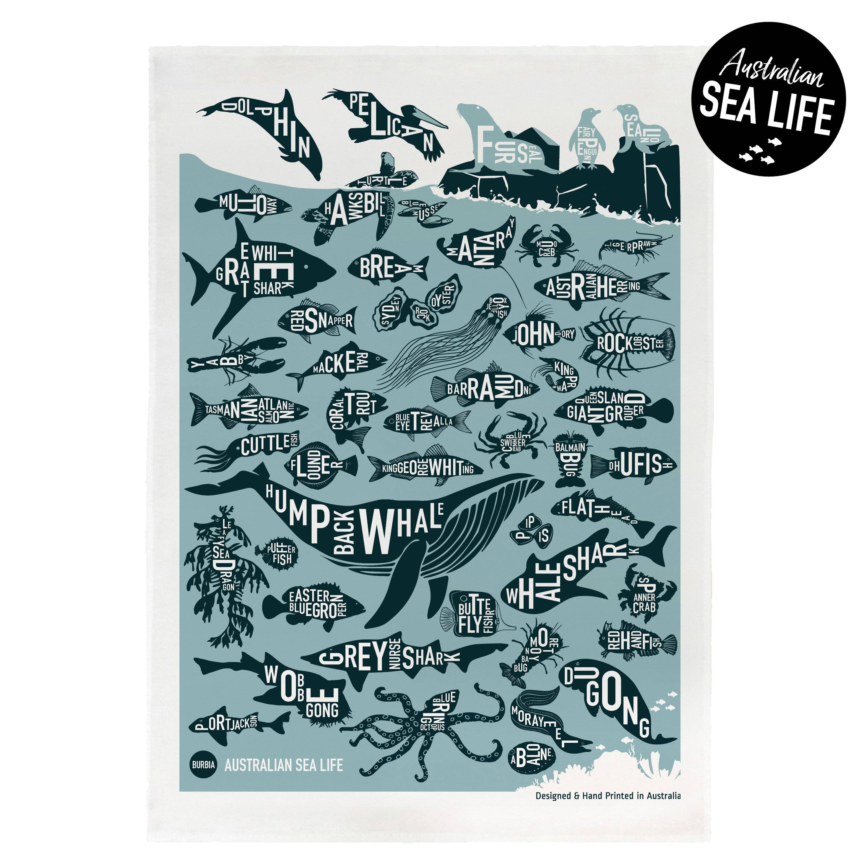 Burbia - Australian Sea Life Tea Towel