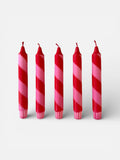 Florrie and Wren - Hand Dipped Colourful Red & Pink Stripe Candy Cane Candles