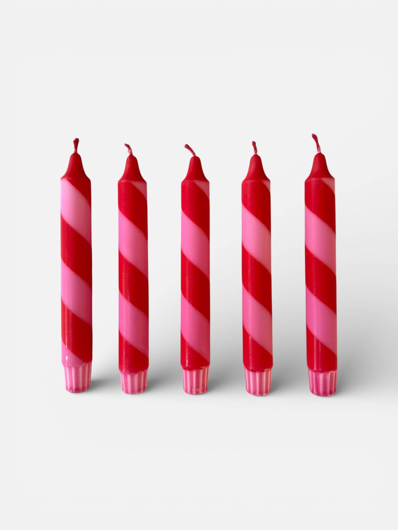 Florrie and Wren - Hand Dipped Colourful Red & Pink Stripe Candy Cane Candles