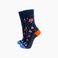 Sock Talk - Birthday Cake Combed Cotton Socks in Navy Blue