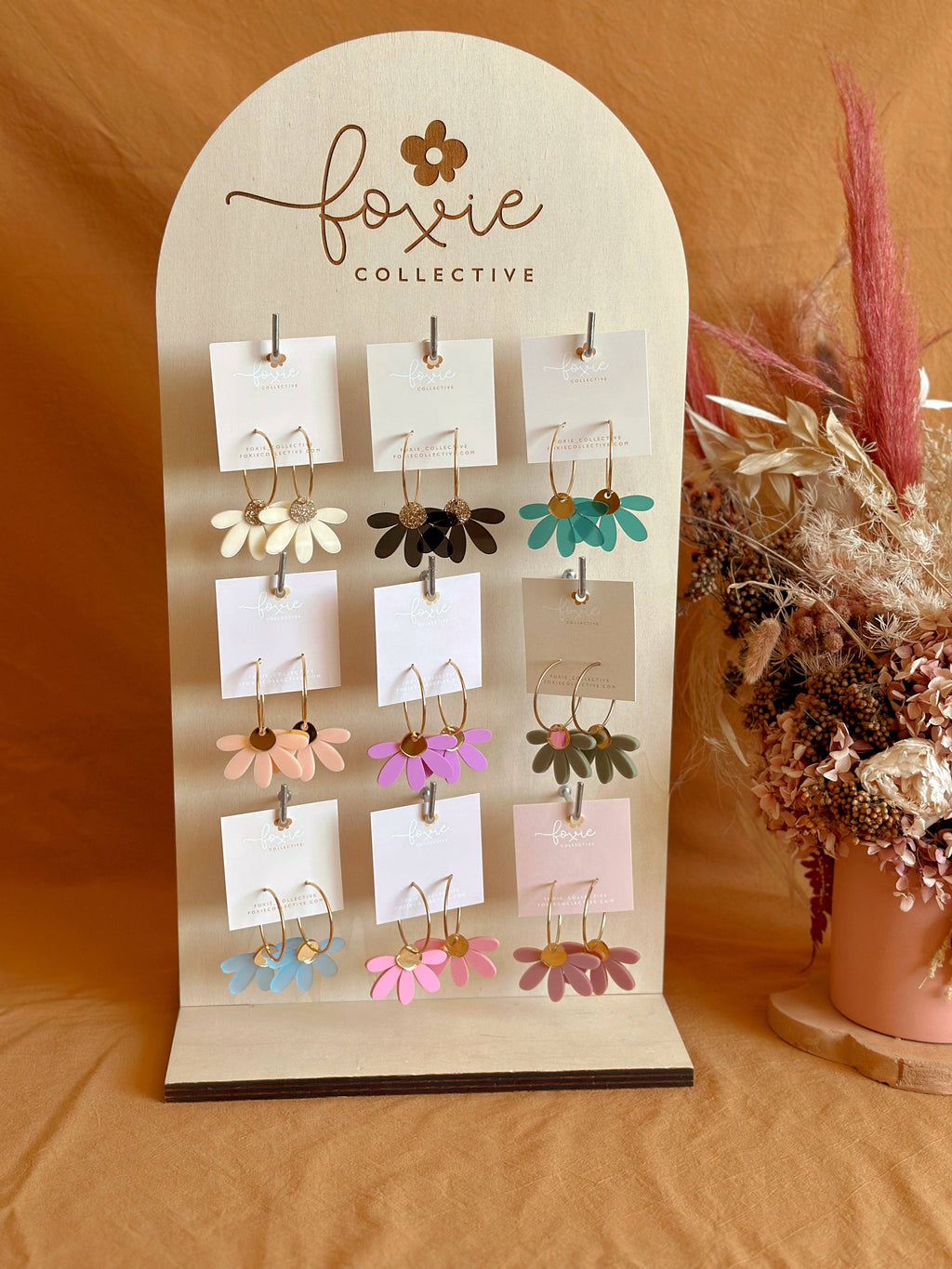 Foxie Collective - Jumbo Daisy Hoop Earrings | Frosted Blue + Gold