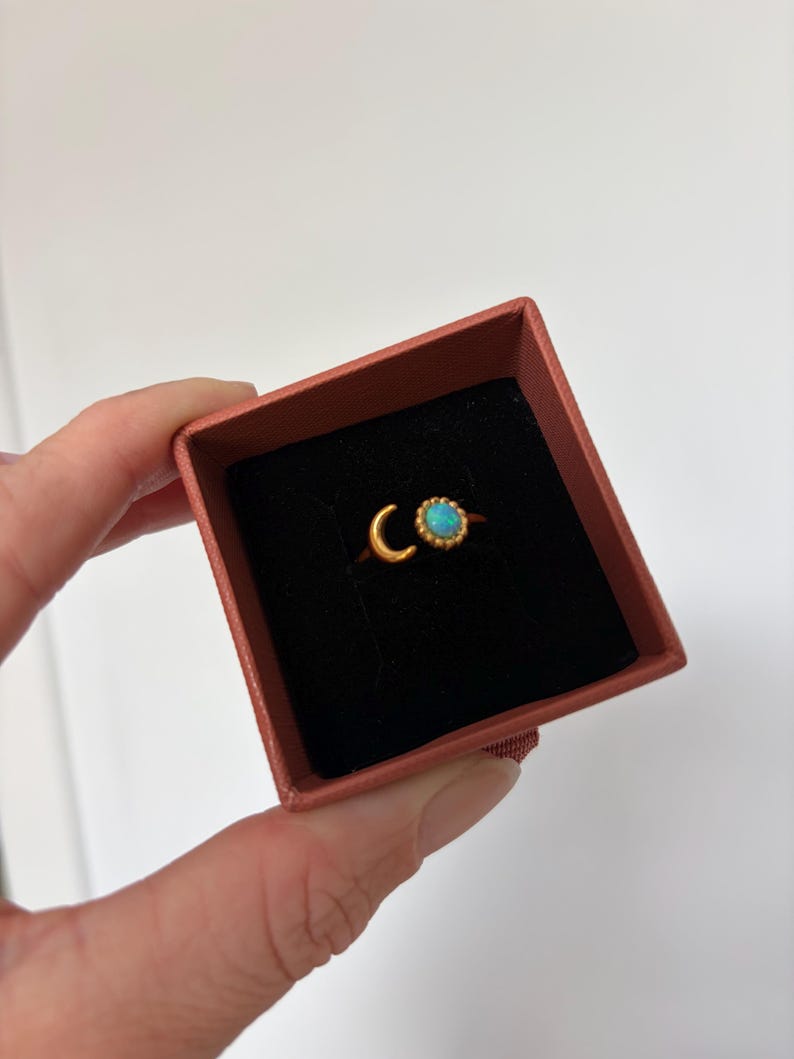 Moon and opal ring close up