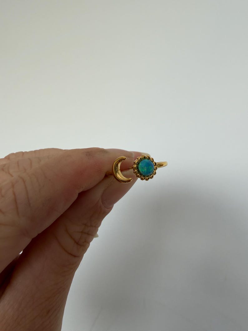 Moon and opal ring band detail