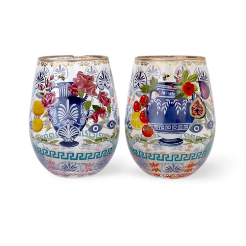 GLASS TUMBLER SET MEDITERRANEAN SUMMER (SET OF 2 GLASSES)