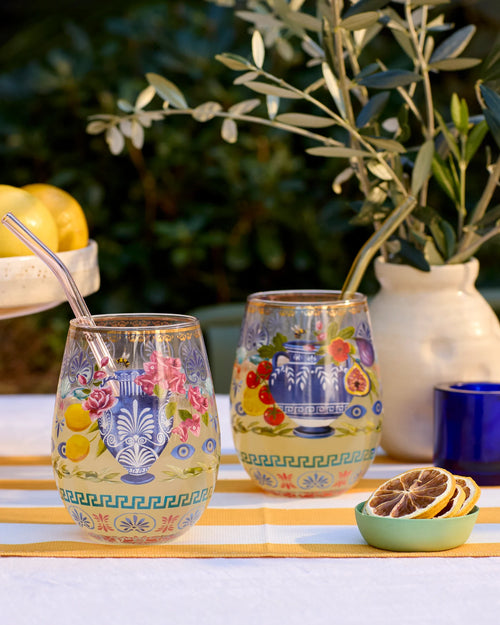 GLASS TUMBLER SET MEDITERRANEAN SUMMER (SET OF 2 GLASSES)