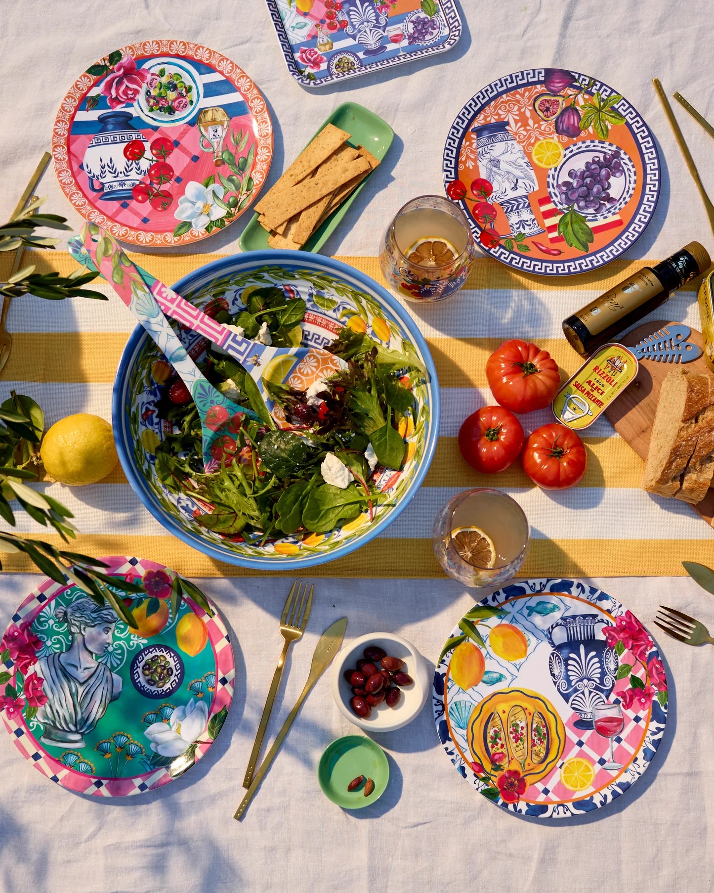 GLASS TUMBLER SET MEDITERRANEAN SUMMER (SET OF 2 GLASSES)