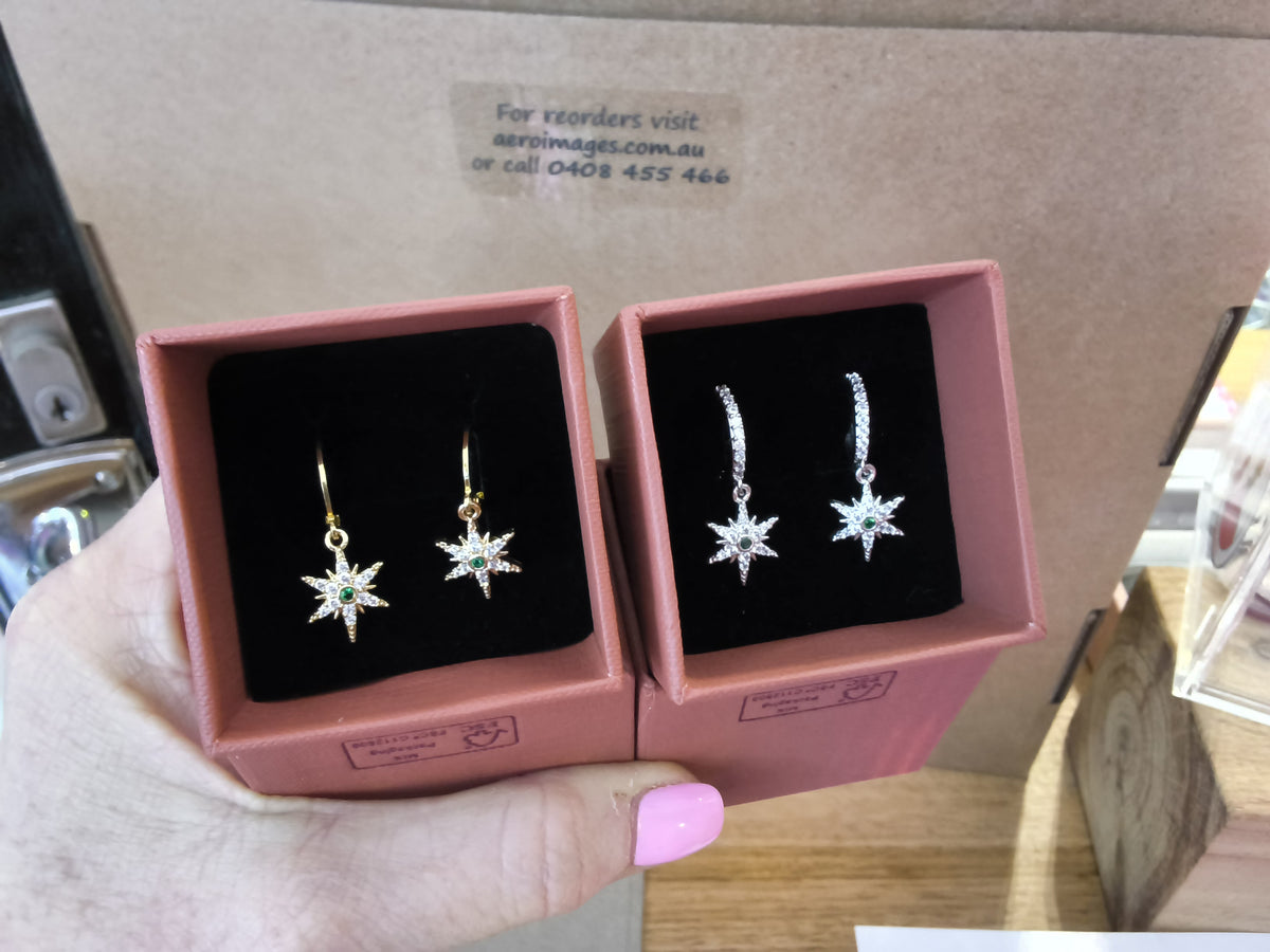 Small Sparkle Star Huggie Hoops