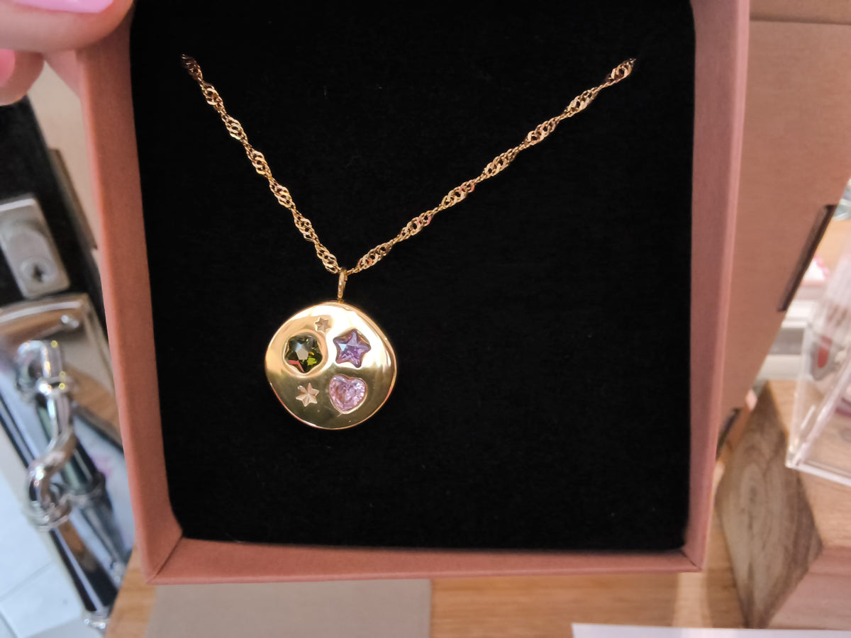 Multistone Disc Necklace