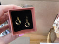 Circle Earrings with Green Sun and Clear Moon