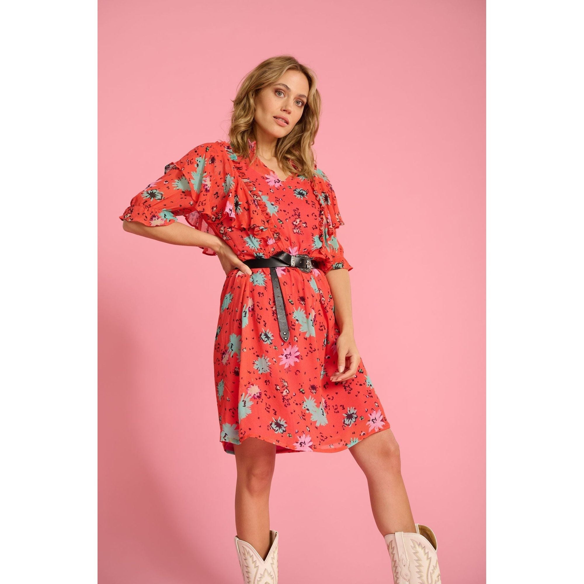 FLOWER CONFETTI POPPY RED DRESS - POM AMSTERDAM - Hello Annie